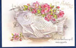 Cartes Postales 1er Avril Poissons Cartes Comportant Des Grains Argentés TB - Fish & Shellfish