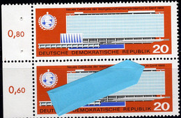 PF 1966 WHO-Gebäude DDR Paar 1178+ II ** 60€ F22 Plus Vergleich Abart Verstümmeltes G In Genf Error On Stamp Of Germany - WGO