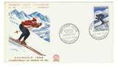 FDC  De France 1962, Championnat Du Monde De Ski Du 27.01.1962 No. Yvert & Tellier 1326-1327 (2 Lettres) - 1960-1969