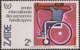 Archer In Wheelchair, Archery, Sport, Disabled / Handicapped, MNH 1981 Zaire - Behinderungen