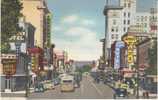 Albuquerque NM, Central Avenue Street, Coca-Cola Bank Cafe Hotel Jewelry Business Signs 1940s Curteich Linen Postcard - Ruta ''66' (Route)