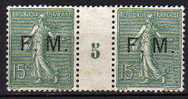 France Franchise Paire Millé. Du N° 3 Luxe ** - Military Postage Stamps