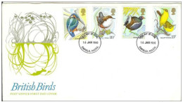 Great Britain 1980 FDC United Kingdom UK, England, Bird Birds Fauna Kingfisher Dipper Yellow Wagtail Moorhenl Enfield - 1971-1980 Dezimalausgaben