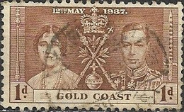 GOLD COAST 1937 Coronation - 1d - Brown FU - Goldküste (...-1957)