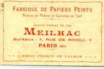 75 - PARIS 4ème - Carte De Visite, Fabrique De Papiers Peints, 1, Rue De Rivoli, Au Dos: Tableau - Visiting Cards