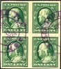 US #383 XF Used 1c Imperf Franklin Block Of 4  From 1910 - Used Stamps