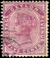 Pays :  96 (Ceylan : Colonie Britannique)  Yvert Et Tellier N° :  107 (o)  Type I - Ceylon (...-1947)