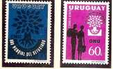 REFUGEES - URUGUAY - 1960  Yvert # 678 + A206 Complete Set - MINT (NH) - Réfugiés