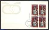 1975 Canada Unaddressed Plate Block Of 4 " #2 TRACK &* FIELD SPORTS " On Cachet  Official Post Office First Day Covers - 1971-1980