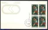 1975 Canada Unaddressed Plate Block Of 4 " #3 TRACK &* FIELD SPORTS " On Cachet  Official Post Office First Day Covers - 1971-1980