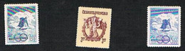 CECOSLOVACCHIA (CZECHOSLOVAKIA) - YVERT 523.525 -1950 51^ CAMPIONATI NAZIONALI DI SCI, SUI MONTI TATRA - NUOVI (MINT) ** - Ungebraucht