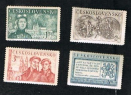CECOSLOVACCHIA (CZECHOSLOVAKIA) -  SG 583.586 - 1950 REPUBLIC ANNIVERSARY (COMPLET SET OF 4) - UNUSED WITHOUT GUM - Ungebraucht