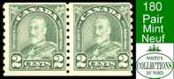 Canada (Unitrade & Scott # 180 - Arch/Leaf Issue - Coil- Pair) (Mint) F - Nuevos