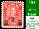 Canada (Unitrade & Scott # 191 - Arch/Leaf Provisional) (Mint) VF - Neufs
