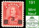 Canada (Unitrade & Scott # 191 - Arch/Leaf Provisional) (Mint) VF - Unused Stamps