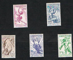 CECOSLOVACCHIA (CZECHOSLOVAKIA) - YVERT 942.946 - 1958 CAMPIONATI   MONDIALI DI SPORTS IN EUROPA - NUOVI (MINT) ** - Neufs