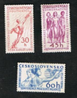 CECOSLOVACCHIA (CZECHOSLOVAKIA) -  SG 1036.1038  - 1958 CULTURAL EVENTS (COMPLET SET OF 3) - UNUSED WITHOUT GUM - Ungebraucht