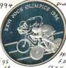 ANDORRA 10 DINERS  CYCLIST SPORT OLYMPICS 1996 FRONT EMBLEM BACK  1994 SILVER PROOF KM95 READ DESCRIPTION CAREFULLY!! - Andorra