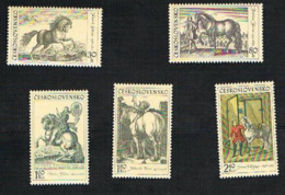 CECOSLOVACCHIA (CZECHOSLOVAKIA) - YVERT  1717.1721 - 1969  IL CAVALLO NELLA PITTURA -   NUOVI (MINT) ** - Unused Stamps