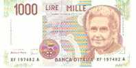 1749)splendida Banconota Da 1000 Lire Maria Montessori Serie Speciale XF Del 1996 FDC - 1000 Liras