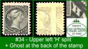 Canada ULTRA RARE (Unitrade & Scott # 34 Split Upper Left 'H' + Ghost) (Mint N/H) F - Ungebraucht