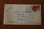 1947 LETTER AIR MAIL AVION:NEW YORK  ETATS UNIS AMERIQUE USA P/ROANNE 42  OMEC BALLON DE RUGBY N° GPO - Cartas & Documentos