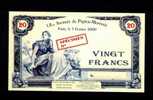 20 Francs - 18 Ième Journée Du PAPIER MONNAIE 2000 (bon De Participation)(N° 346) - Ficción & Especímenes