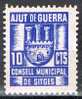 Ajut De Guerra 10 Cts, SITGES (Barcelona) , Num 3. Guerra Civil ** - Spanish Civil War Labels