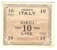 1779)splendida Banconota Da 10 Lire  Am-lire 1943 Vedi Foto - Occupation Alliés Seconde Guerre Mondiale