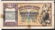 ALBANIA   P14  100 FRANGA  1945  VG-F  * RARE With OVERPRINT * - Albanien