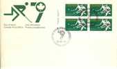 1979 Canada Cachet FDC Plate Block Of 4 " FIELD HOCKEY CHAMPIONSHIPS" Official Post Office Issue - 1971-1980