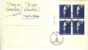 1980 Canada Cachet FDC Plate Block Of 4 " JOHN DIEFENBAKER " Official Post Office Issue - 1971-1980