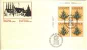 1981 Canada Cachet FDC Plate Block Of 4 " CHRISTMAS " Official Post Office Issue - 1981-1990
