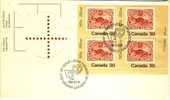 1982 Canada Cachet FDC Plate Block Of 4 " STAMP On STAMP 3 PENNY BEAVER " Official Post Office Issue - 1981-1990