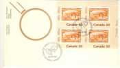 1982 Canada Cachet FDC Plate Block Of 4 " STAMP On STAMP Champlains Departure " Official Post Office Issue - 1981-1990