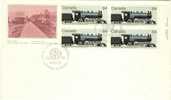 1984 Canada Cachet FDC  Plate Block Of 4 " CANADIAN LOCOMOTIVES 3 " Official Post Office Issue - 1981-1990