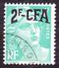 Réunion Obl. N° 290 - Marianne De Gandon Surch. 2/4 F Emeraude - Used Stamps