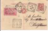 CARTOLINA POSTALE ESPRESSO  - CENT.10 + ESPRESSO 25 - VIAGGIATA 31/7/1909 - TORINO /SAVIGLIANO - Express Mail