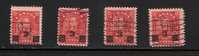 Canada - King George V - Surcharged - Perfins - Scott # 191 - 4 Stamps - Used Stamps