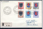 Luxembourg 1956, FDC, Les Blasons, 520 / 525 Sur Lettre Recommandée Cachet 1er Jour - FDC