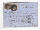 616/13 - Lettre Médaillon 10 C X 2 -  Barres RENAIX 1858  Vers STREPY - Boite Rurale X De ELLEZELLES - Poste Rurale