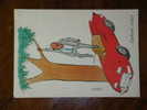 R!,Humour,Man As A Monkey,Gorilla,Auto,Sport Car,Signatured,Vasvari Anna,postcard - Humor