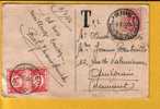 851 Op Kaart Met Stempel DE PANNE, Getaxeerd Met TX 40 Met Stempel QUIEVRAIN - Lettres & Documents