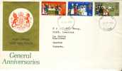 1970 Great Britain Cachet FDC With Part Set " General Anniversaries " Bedford Cancel Sent To Canada - 1952-1971 Pre-Decimale Uitgaves