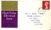 1970 Great Britain Cachet FDC With Part  Set " High Value Decimal Issue " Bedford Cancel Sent To Canada - 1952-71 Ediciones Pre-Decimales