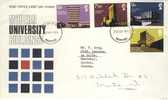 1971 Great Britain Cachet FDC With Complete Set " Modern Universities " Bedford Cancel Sent To Canada - 1971-1980 Decimal Issues