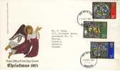 1971 Great Britain Cachet FDC With Complete Set " 1971 Christmas " Bedford Cancel Sent To Canada - 1971-1980 Dezimalausgaben