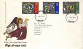 1971 Great Britain Cachet FDC With Complete Set " 1971 Christmas 2" Bedford Cancel Sent To Canada - 1971-1980 Dezimalausgaben