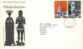 1972 Great Britain Cachet FDC With Part Set " Village Churches " Bedford Cancel  Sent To Canada - 1971-1980 Dezimalausgaben