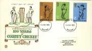 1973 Great Britain Cachet FDC With Complete Set " 100 Years County Cricket " Bedford Cancel - 1971-1980 Decimale  Uitgaven